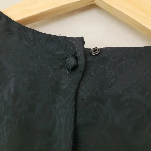 Vintage Maggy London by Jeannene Booher SILK Dress 12 Black Paisley Whimsigoth - Picture 6 of 12